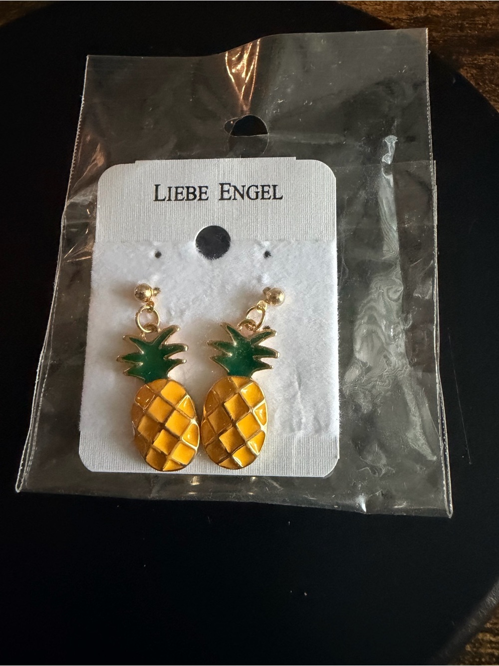 Gold and Green Pineapple Drop Earrings